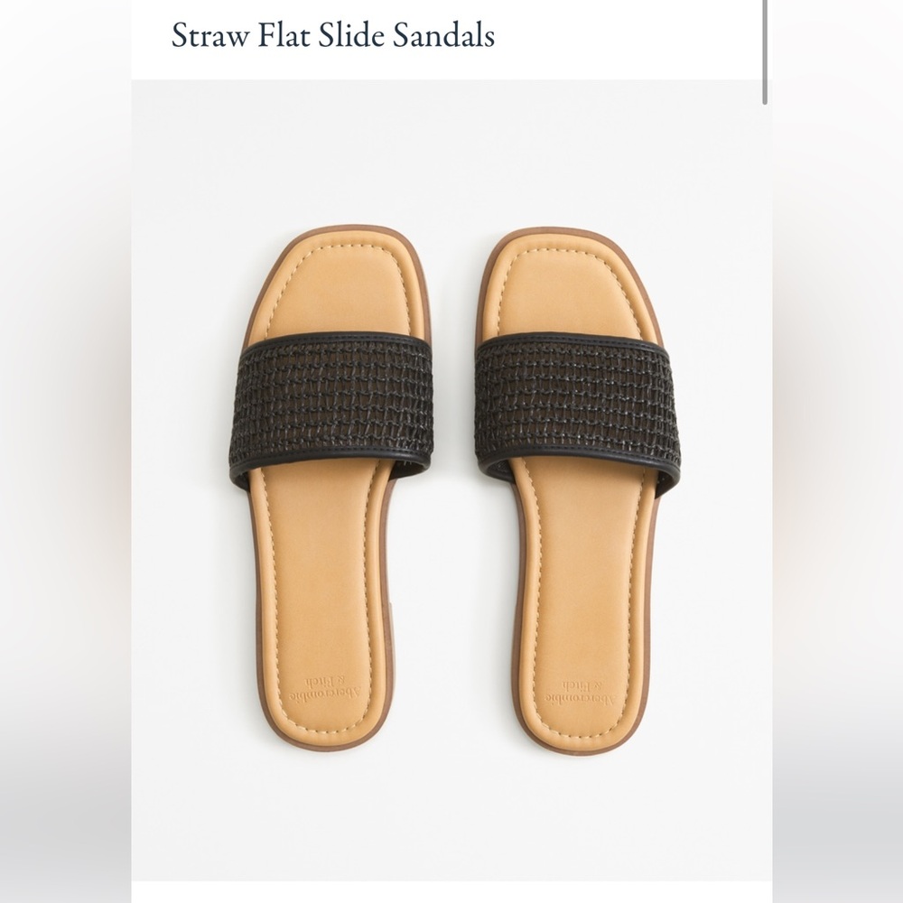 Abercrombie & Fitch Straw Flat Slide Sandals